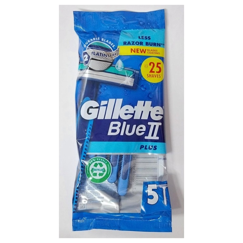 Gillette Blue II Plus Sensitive Disposable Razor - 5 Pieces