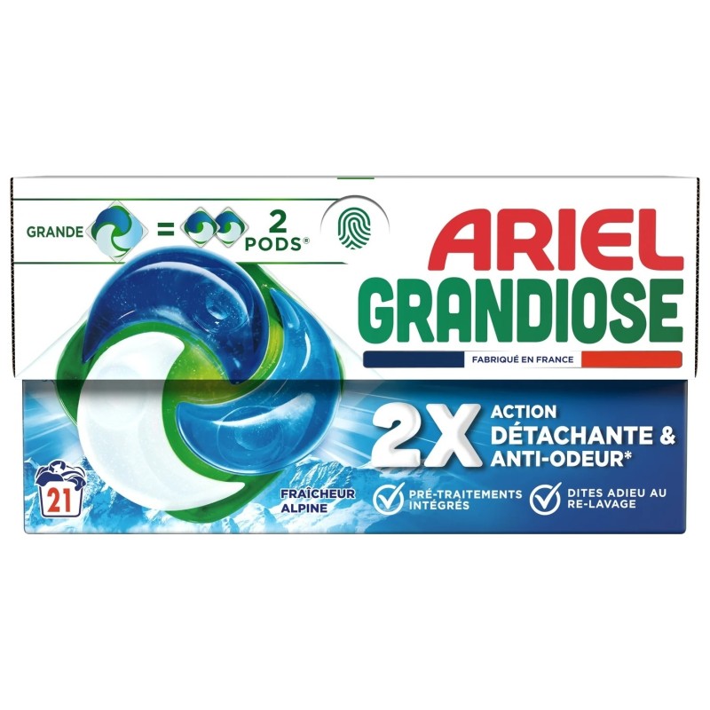 Ariel Grandiose PODS كبسولات غسيل نضارة جبال الألب - 21 كبسولة