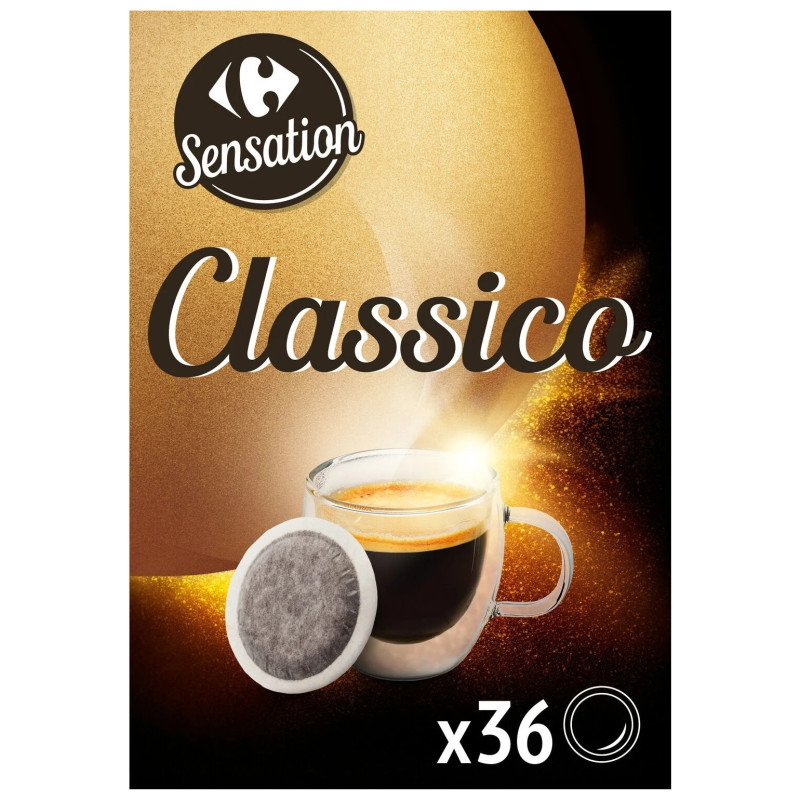 Carrefour Sensation Café Dosettes Classico Compatible Senseo - X36