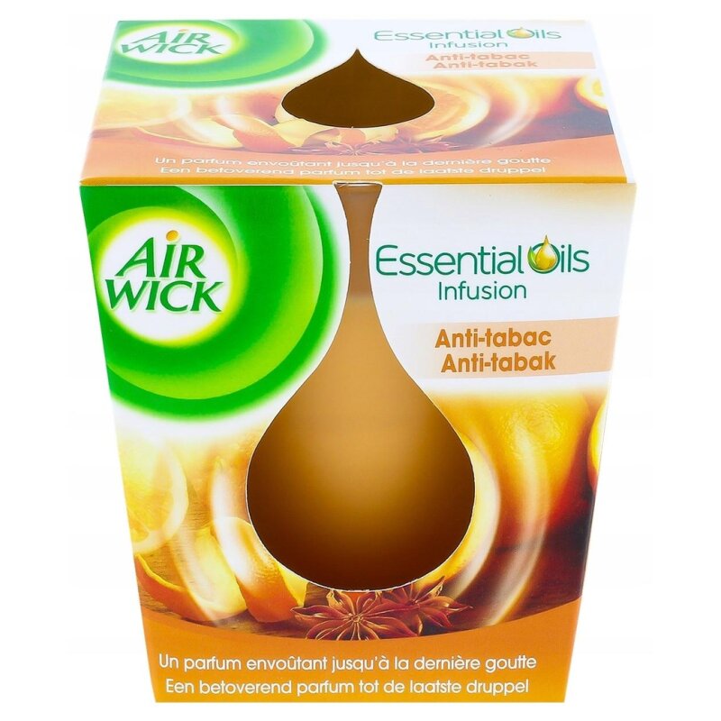 Air Wick Bougie Parfumée Essential Oils Infusion - 105g - Orange Anti-Tabac